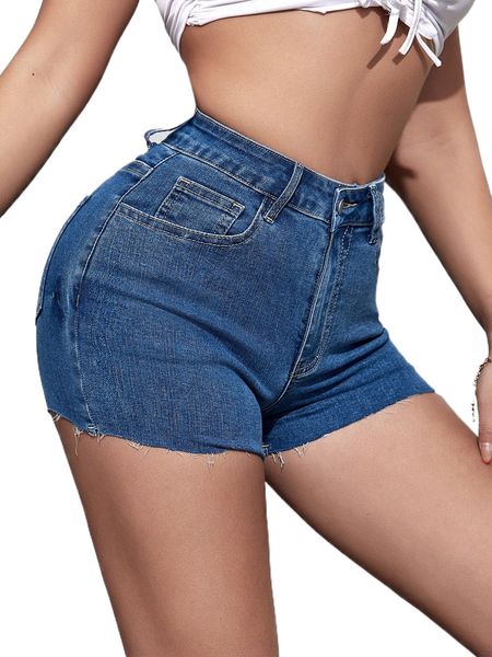 

sxy high waisted raw hem denim shorts i1de#, White;black