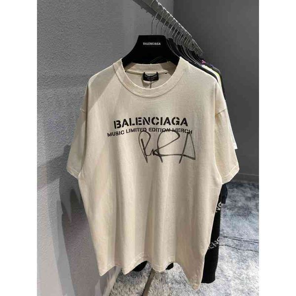 

2022 designer bal t shirt [oem end order direct supply] family b 2022 new designer signature printed short sleeved t-shirt men's and wo, White;black