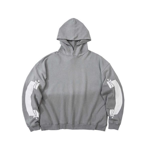 

22fw autumn winter germany oversize scroll vintage broken hoodie skateboard over size high street hoody men women streetwear hooded, Black;brown