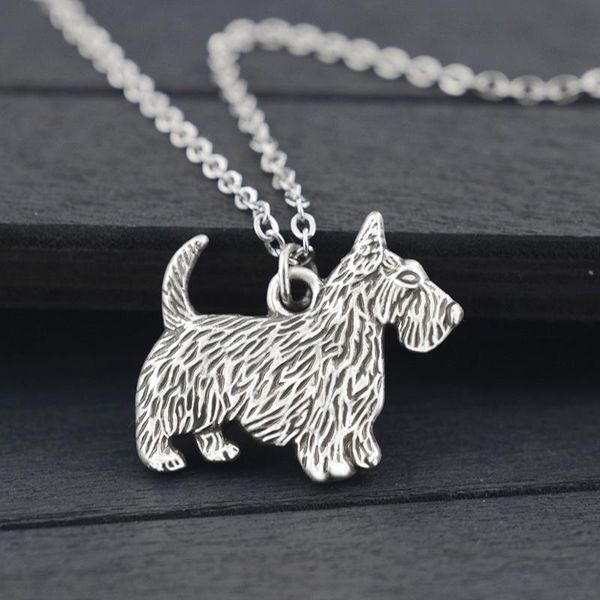 Colares de pingentes Cadeia de aço inoxidável vintage Aberdeen Scottish Terrier Pingentents Charme de cachorro para homens 2022 Jóias de joias