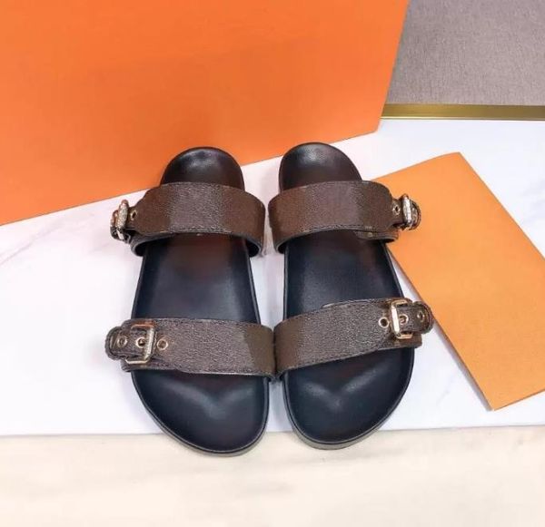 

big size designer sandal tazz slide leather flat mule slipper buckle sandals warm slipper fur wool slides winter fluzzy fashion shoes, Black