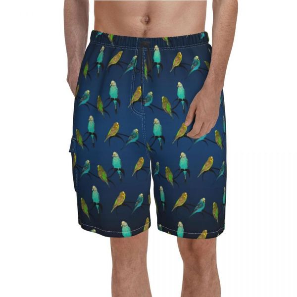 Shorts masculinos Birds Pet Print Board Budgie Frenzy Men de praia fofos PLUS TAMANHO NATAÇÃO DO GRESTMENS DE GRESTOS