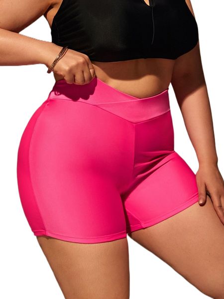 

plus neon pink bikini shorts 94jz#, Black