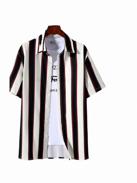 

men random striped print shirt & shorts without tee 90gm#, Gray