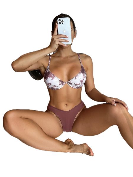 

tie dye push up high cut bikini swimsuit u5bb#, White;black