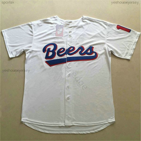 

mens moive beers baseball 17 doug remer jersey 44 joe coop cooper white team color breathable embroidery sewing 0030, Black;red