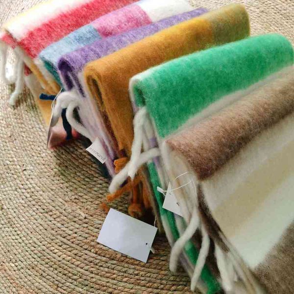 

ac stripe plaid rainbow scarf alpaca cashmere color autumn winter thick knitted couple shawl for warmth xwl 19, Blue;gray