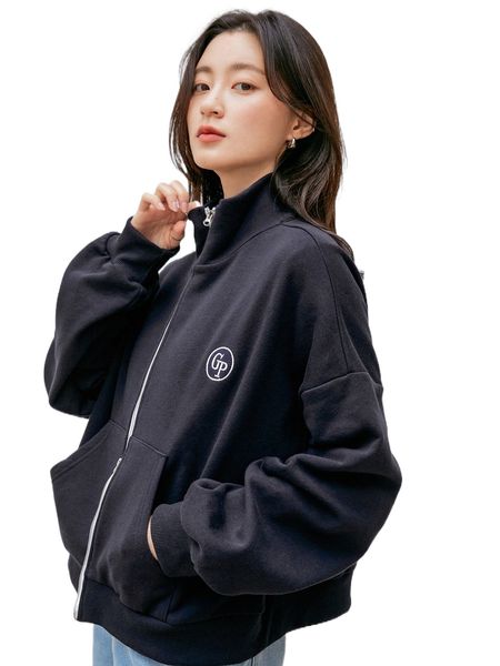 

dazy-less letter embroidery drop shoulder sweatshirt m1xg#, Black