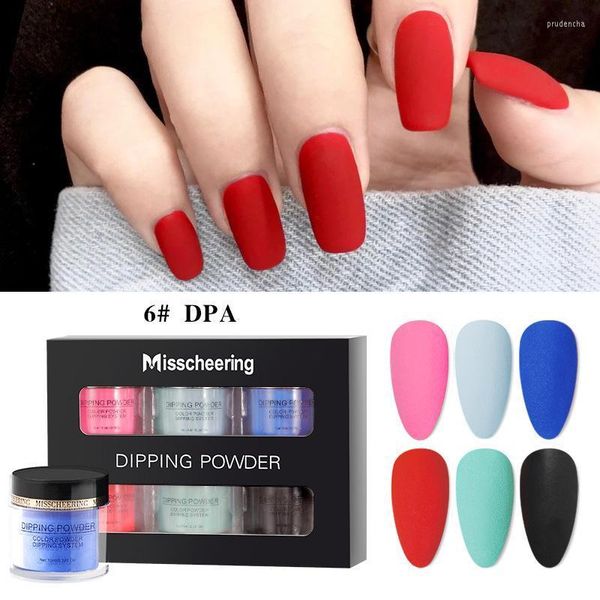 Brillo para uñas 6 Caja/set Colores base Diseño francés Polvo de inmersión Blanco claro Sin lámpara Cure Nails Dip Gel Natural Dry Prud22