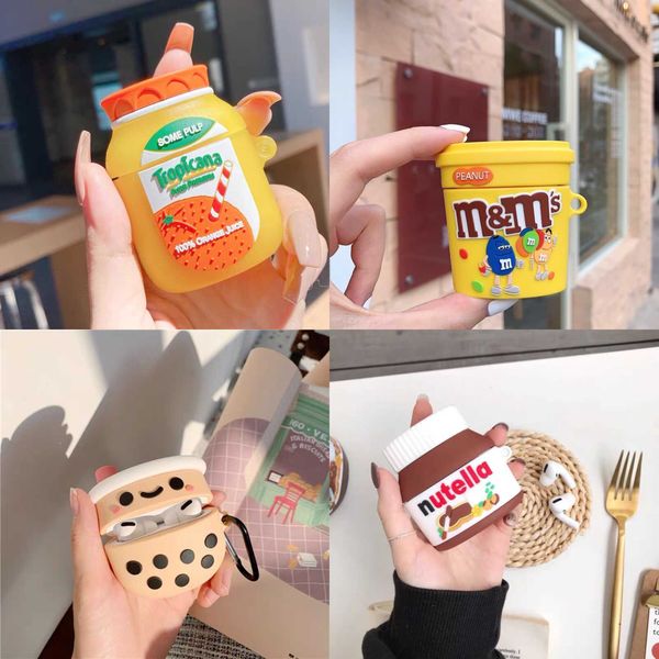 

for airpods 2 pro 3d cute juice chocolate sauce biscuit earphone case charge box soft wireless bluetooth earphone protect cover