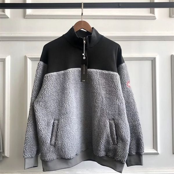 

cav empt hoodie hairy standup collar heavy fleece zip up coat autumn winter warm embroidery cavempt sweatshirts t200531, Black