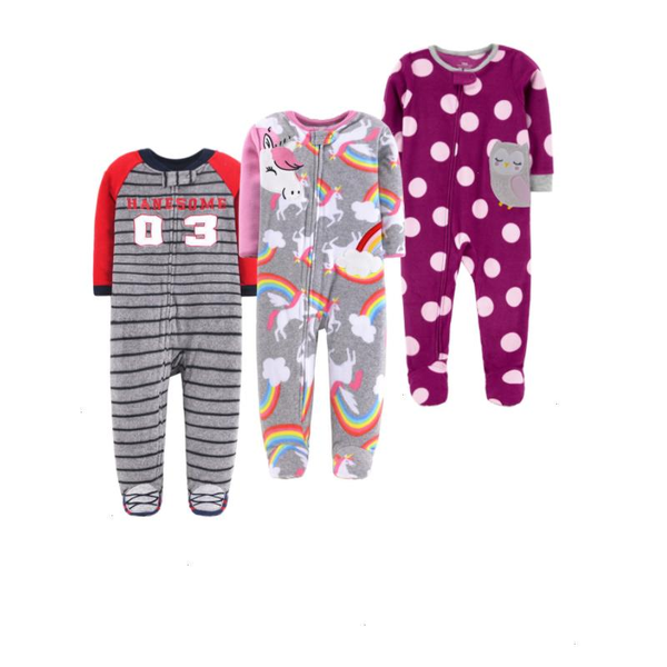 

footed warm baby rompers spring fall micro polar fleece pajamas jumpsuits infant boy girl sleepwear 0 3-12m, Blue