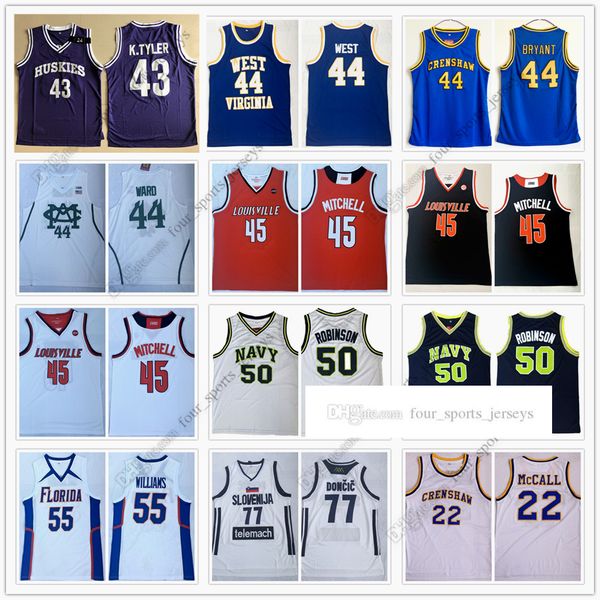 

ncaa basketball jersey ktyler jerry west ward donovan mitchell david robinson jayson williams luka doncic mccall 1jerseys, Black;red