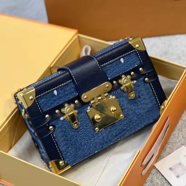 

totes shoulder bags designer women petite malle denim box bag luxurys designers paris brand s-lock printed trunk handbag china exclusive min