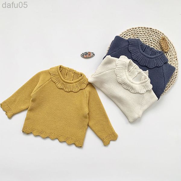 

baby kids girls long sleeves hollow out lace knitted sweater autumn winter baby kids girls sweater sweaters childrens clothing l220803, Blue