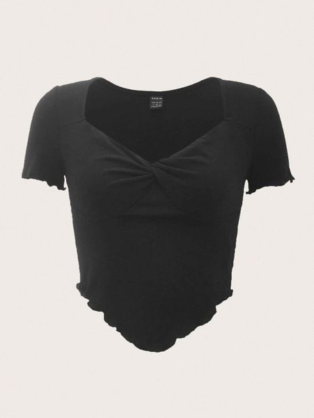 

solid twist front lettuce trim x22u#, White