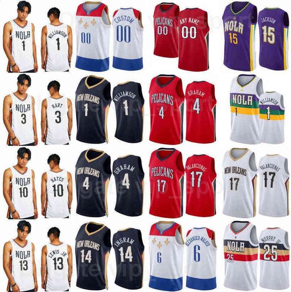 

75th anniversary print basketball nickeil alexander-walker jersey 6 devonte graham 4 josh hart 3 herbert jones 5 jonas valanciunas 17 brando, Black
