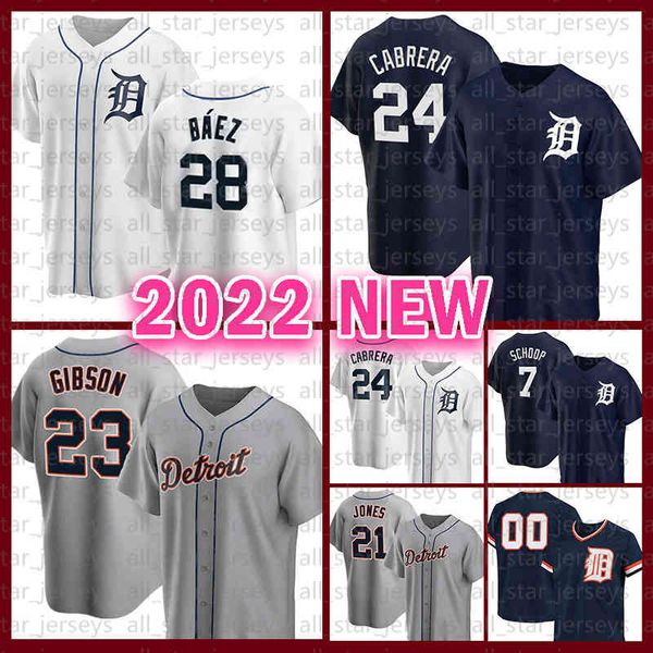 

28 javier baez 24 miguel cabrera baseball jersey 2022 kirk gibson tucker barnhart jacoby jones dustin garneau jake rogers, Black