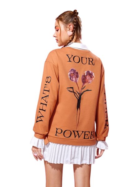 

x anihouvi ludmilla letter graphic drop shoulder sweatshirt v0of#, Black