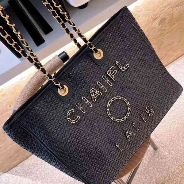 

fashion luxury designer beach bags large ch linen woven women evening handbag straw knitting shoulder portable brand classic female big shop