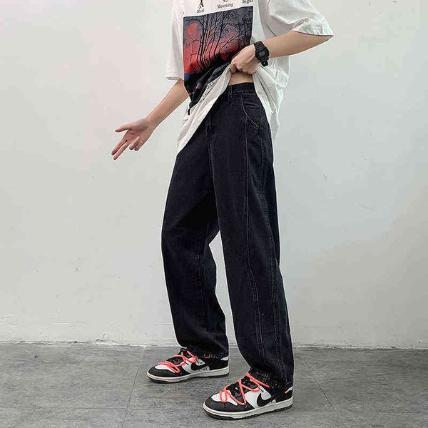 

blue/black jeans men fashion casual straight jeans mens japanese streetwear loose hip hop baggy denim pants mens trousers s-2xl t220726