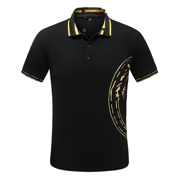 

men's tee polos black white color classic breathable lapel print fashion cotton casual saze m-3xl, White;black