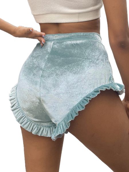 

ruffle trim straight leg shorts a43d#, White;black