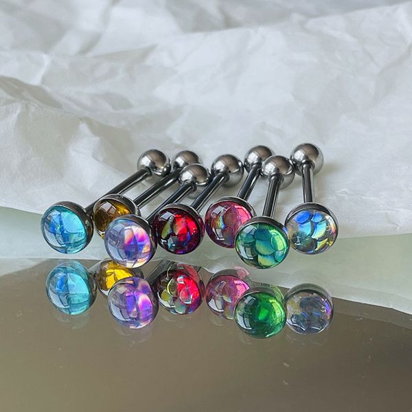 Bolas de anel de anel de cais de língua de aço inoxidável barras de brebell jóias de piercing