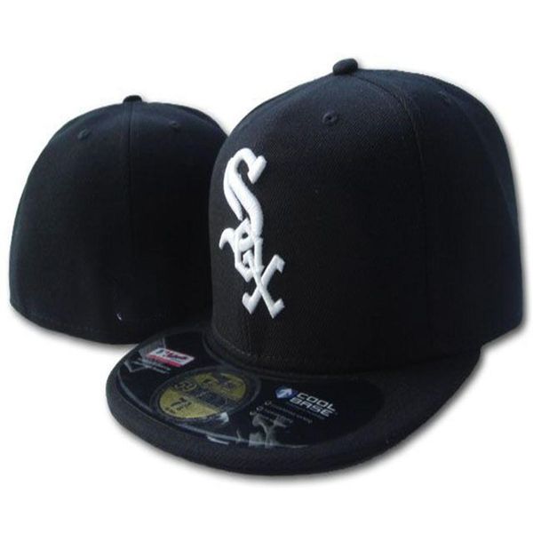 

whole white sox team baseball fitted caps men's sport snapbacks flat brim on field full closed designer hats312t, Blue;gray