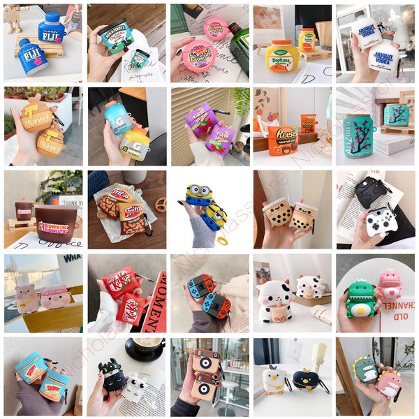 

3d cute cartoon snacks drink silicone cases headphone protective soft cover earbuds accessories case for apple earphone airpods 1 2 3 pro