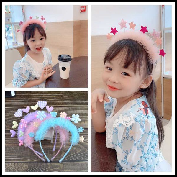 

hair accessories children's headwear ornament flower love butterfly star hairpin girl's hairband head buckle safflower anti slip, Slivery;white