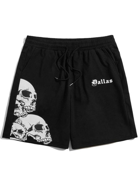 

romwe guys skull print shorts z66h#, White;black