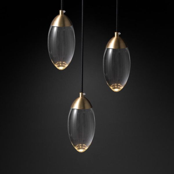 Lâmpadas pendentes Luzes LED Bola de cristal todo-bronze pendurado para quarto de cabeceira decoração de sala de estar jantar moderno candelabro