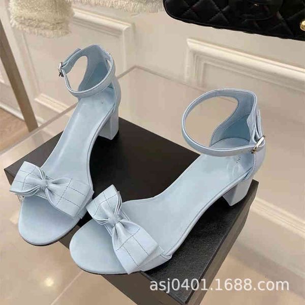 

summer style sandals sheepskin sweet bow line with sandals women's shoes net red thick heel high-heeled dtfi woio, Black