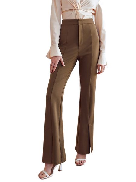 

split hem bootcut leg pants j0hj#, Black;white