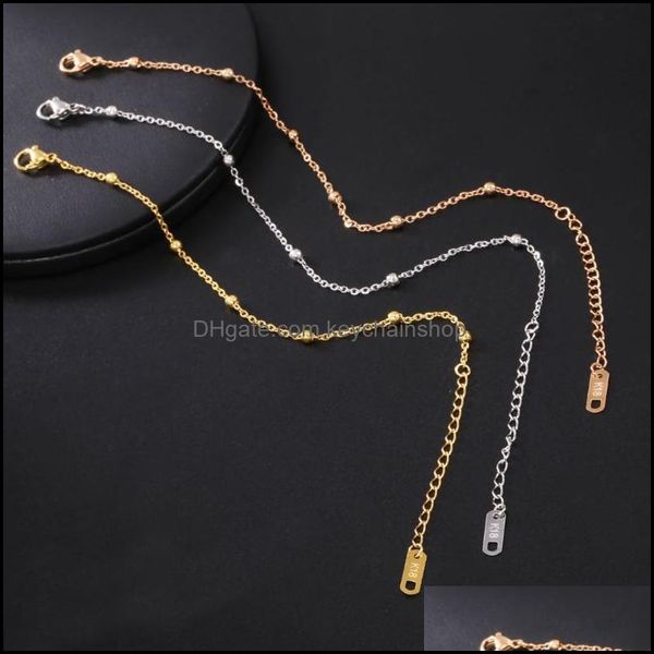 

link chain bracelets jewelry summer beach dainty beads bracelet anklet for women stainless steel 2021 trend unfade hand holiday gift drop d, Black