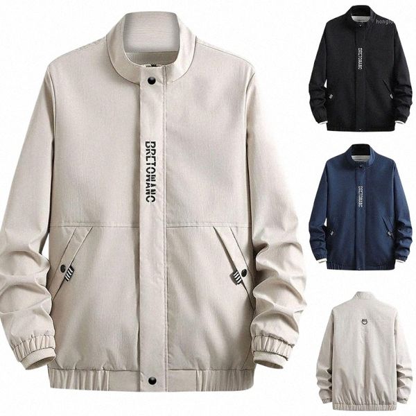 

men's jackets 2021 spring fall solid color zipper pocket stand-up collar slim motorcycle long sleeve jacket 30hh#, Black;brown