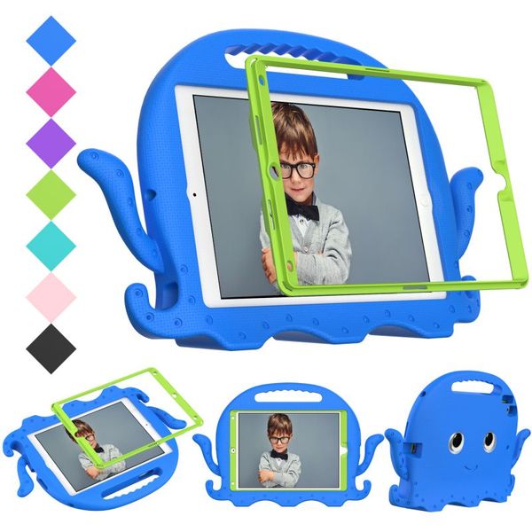 Custodie per bambini in schiuma EVA Octopus Supporto per maniglia Protezione schermo integrata antiurto per iPad Mini 3 4 5 6 Pro Air 10.9 10.2 10.5 Samsung Tab S6 A7 Lite T220 T290 T500 P610 T720