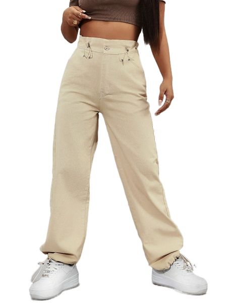 

paperbag drawstring waist zipper fly jeans t8ex#, Blue