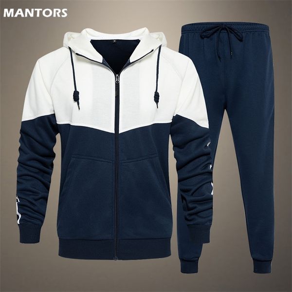 

autumn mens patchwork set korean fashion 2piece sets hoodie jacket pants men tracksuit streetwear fitness sportswear men 220804, Gray
