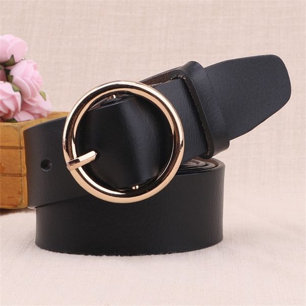 

belts belt women simple and versatile korean leather black fashion personalized round buckle student bf style jeans belt jjwf, Black;brown