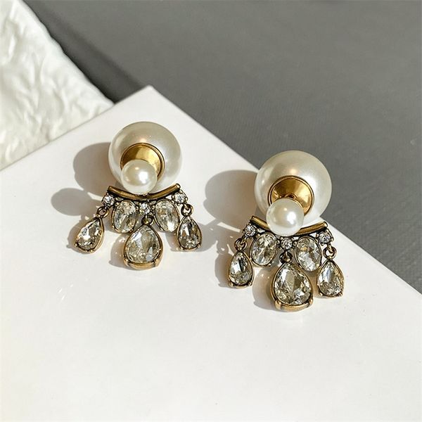 

75% off clearance jewelrys new size pearl water drop drill brass high version earrings, Golden
