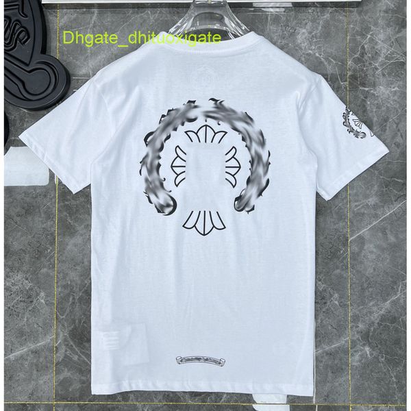 

summer mens brand t shirts horseshoe flower tees ch man cross t-shirts women shirt sanskrit letter designer fashion tshirts luxury boy hip, White;black