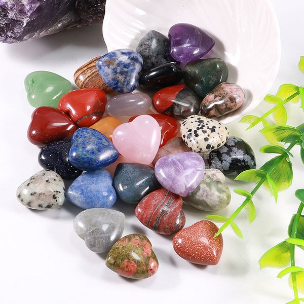 

20*10mm love hearts natural crystal stone craft ornaments rose quartz healing crystals energy reiki gem living room decoration, Black