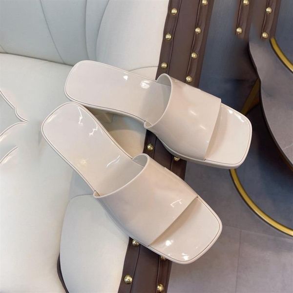 

designer sandals for women woman fashion italy jelly slides black red white high heels slippers alphabet platform leather rubber c205m