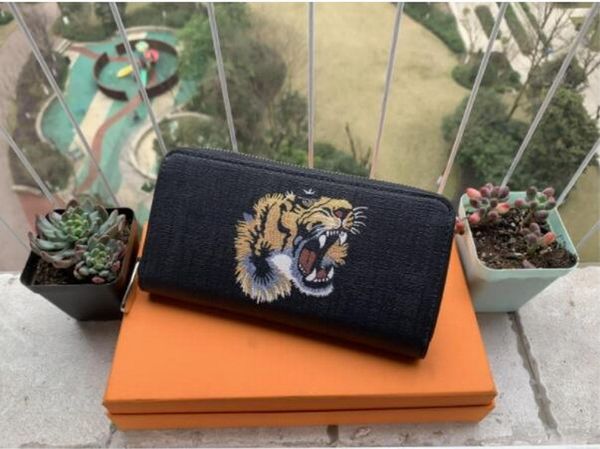 Alta qualità uomo animale Portafoglio corto in pelle serpente nero Ape tigre Portafoglio Donna Stili lunghi Borsa Longs stile caffè ape Portafogli Porta carte con confezione regalo