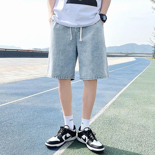 Herren Jeans Fünf-Punkt-Denim-Shorts Sommer Herren Allgleiches Freizeithosen Hiphop Street Fashion Solid Straight Wide-Leg ThinMen's