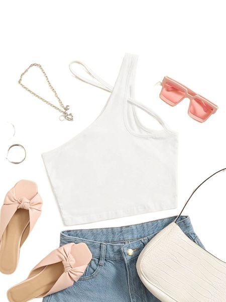

asymmetrical neck solid 09ul#, White