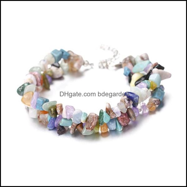 

beaded strands bracelets jewelry fashion layered crushed stone beaded natural tiger eye amethyst strand bracelet semi precious bracel dhdjt, Black