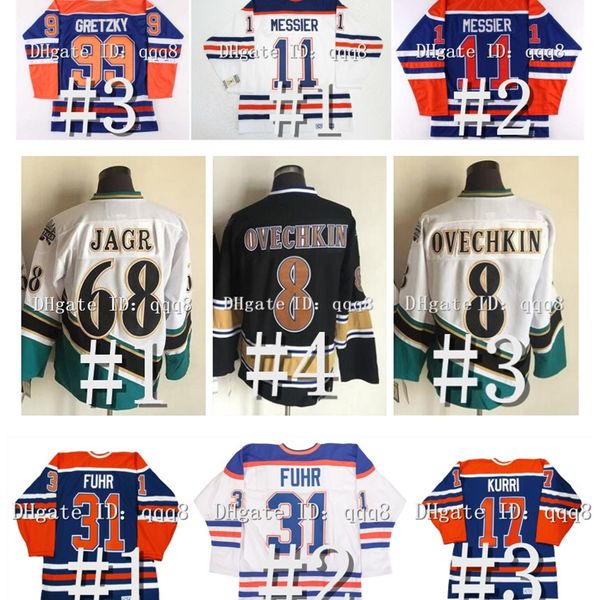 Vintage Alex Ovechkin CCM Hokey Jersey Jaromir Jagr Mark Messier Wayne Gretzky Grant Fuhr Coffey Kolzig Jeff Friesen Rod Langway